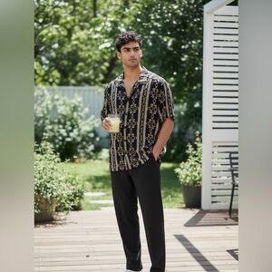 Level ten couture black and Gold Patterned Men's Shirt size S